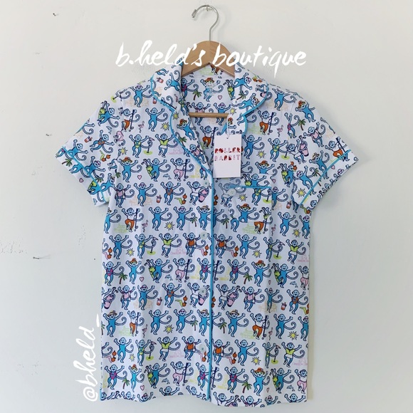 Roller Rabbit Palm Beach Monkey Polo Pajamas in Multi Monkey Size XS New NWT - Picture 2 of 16